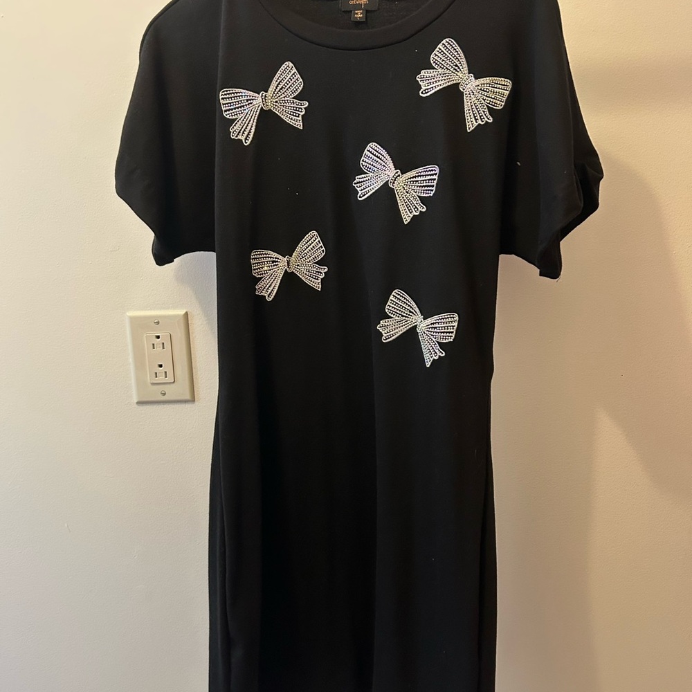 Black Dress with Bow Accents